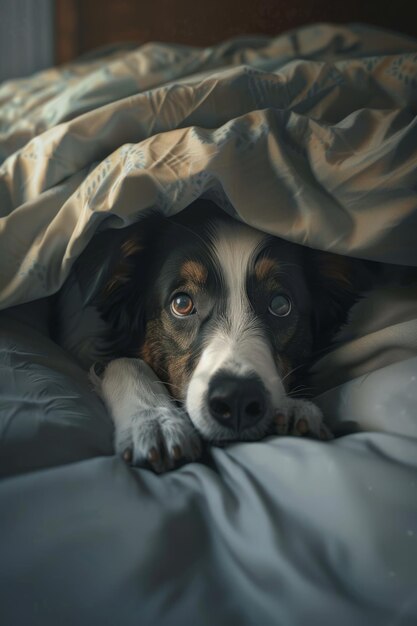 een hond is onder een deken met de woorden quote dog quote erop