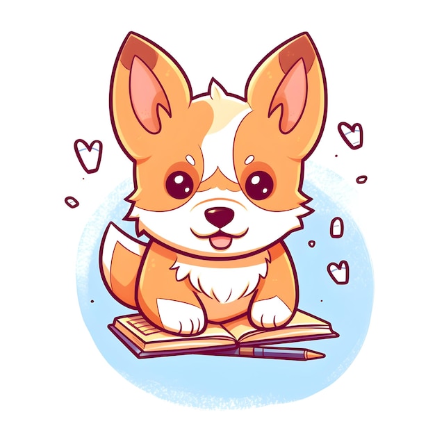 Foto een hond met een boek genaamd corgi