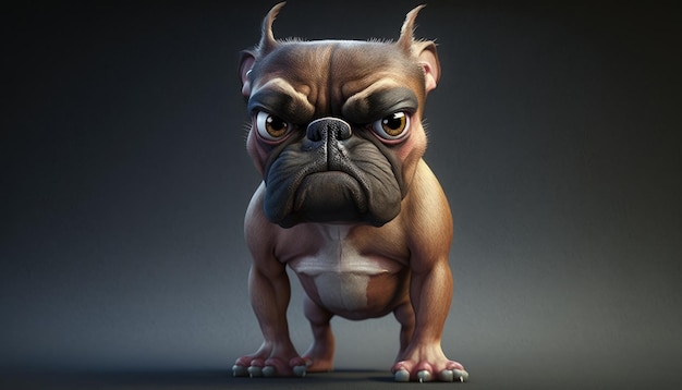 Een hond met een groot boos gezicht