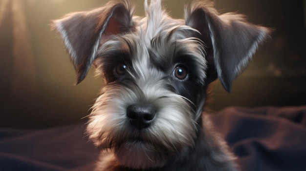 een hond met een groot oor en een groot blauw oog.