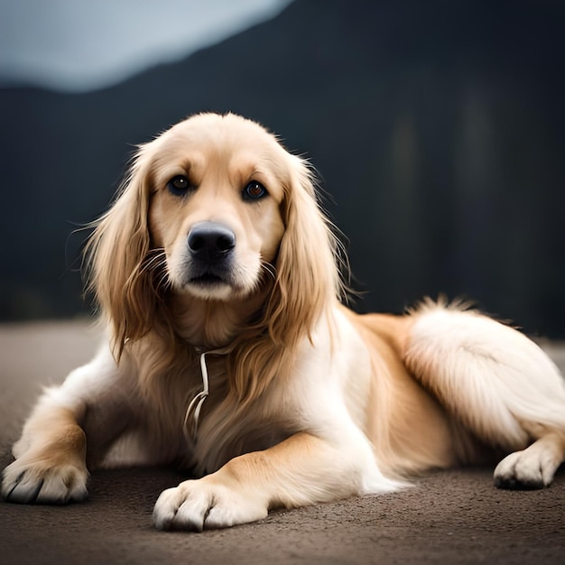 Foto een hond met een halsband waar golden retriever op staat.