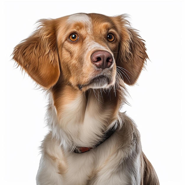 Een hond met een halsband waar 'het woord hond' op staat