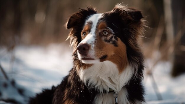 Een hond met een witte vlek op zijn gezicht