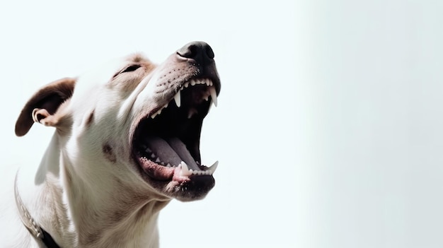 Een hond met zijn mond open en zijn mond open