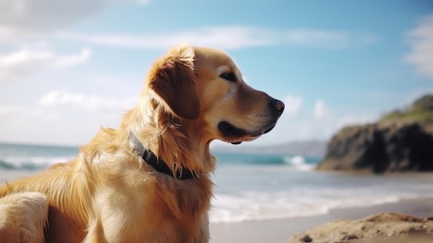 Een hond op het strand in malibu