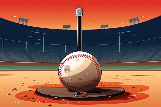 Een honkbal die op een gazon in een veld zit