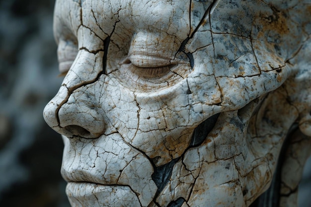 Foto een hoofd van een man in scheuren gemaakt in een surrealistisch ontwerp