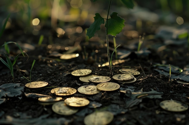Foto een hoop munten op de grond geschikt voor financiële concepten