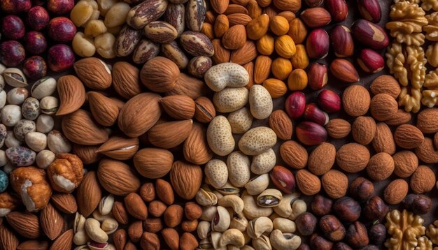 Een hoop noten een zoet toetje een gezonde snack gegenereerd door AI