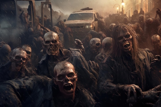 Een horde zombies die generatieve AI aanvallen