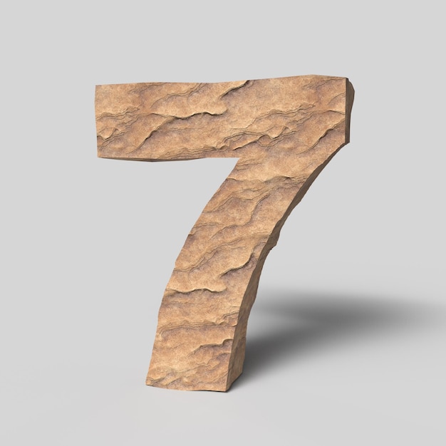 Een houten cijfer 7 is gemaakt van hout.