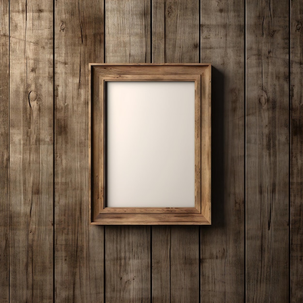 Een houten frame op een muur met een houten frame