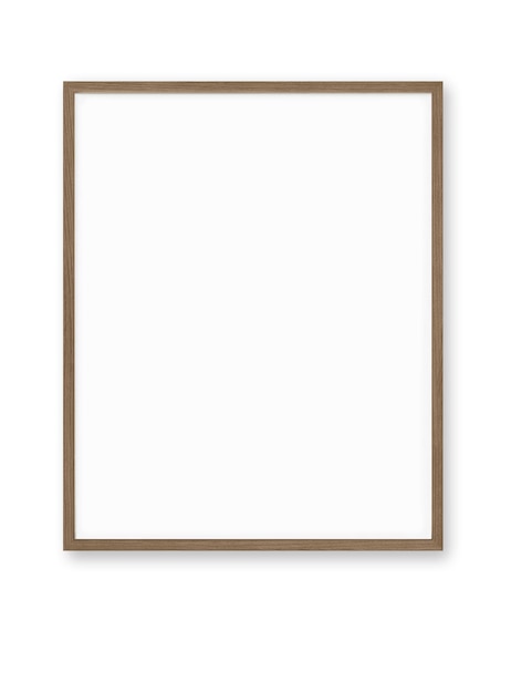 Een houten frame tegen een witte muur met een witte achtergrond.