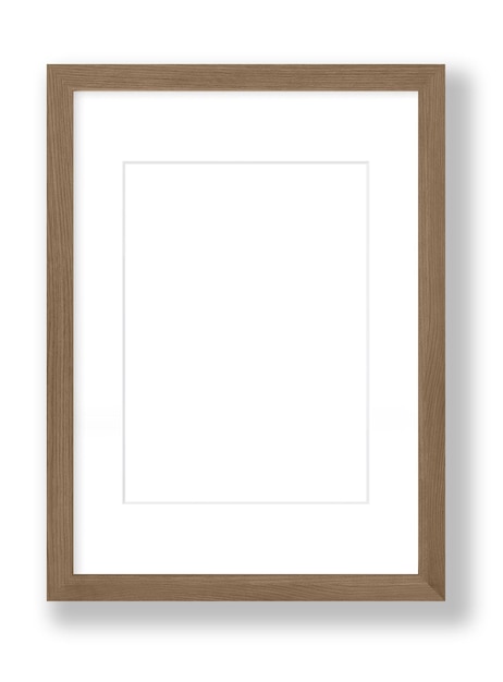 Een houten lijst met een witte achtergrond en een witte rand.