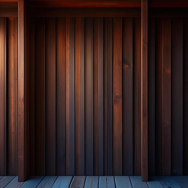 een houten muur met een houten frame en een houten dek met een houden dek.