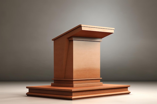 een houten podium met een podium waarop staat "de bovenkant ervan"