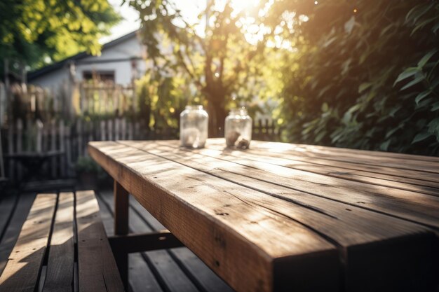 Een houten tafel met daarop twee potten generatieve AI