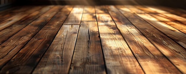 Foto een houten tafel met een boomtak erop