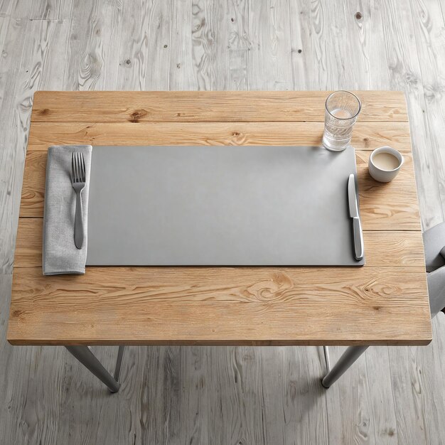 Foto een houten tafel met een laptop en een kop koffie