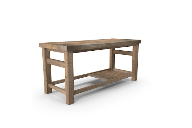 Een houten tafel met een plank erop.