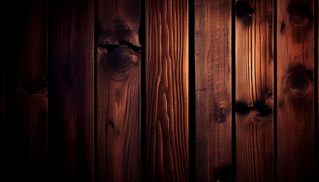 Een houten wand met een donkere achtergrond en een donkere achtergrond met een gloeilamp.