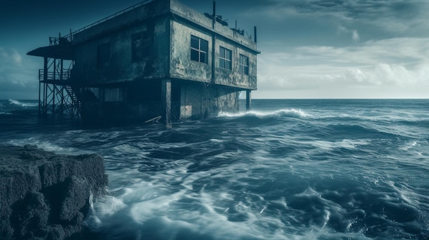 Een huis aan het water met op de bodem de woorden zeehuis