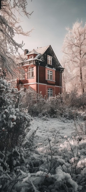 Een huis in de sneeuw