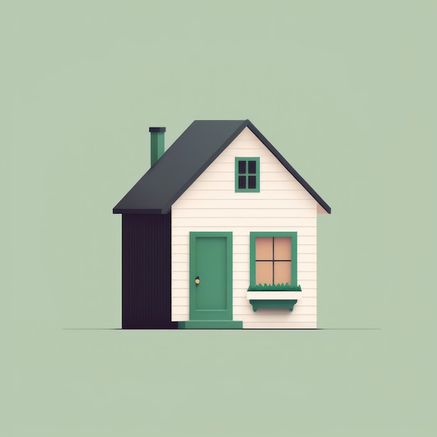 Een huis met een groene deur en een groene deur.