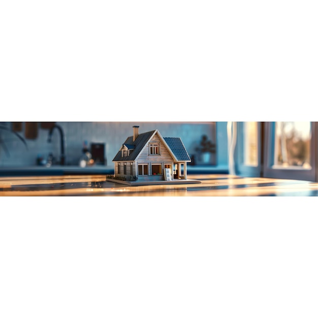 een huis met een huis aan de voorkant en een blauwe achtergrond