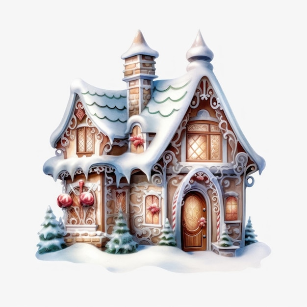 een huis met een met sneeuw bedekt dak en een huis met een met sneeuw bedekt dak.
