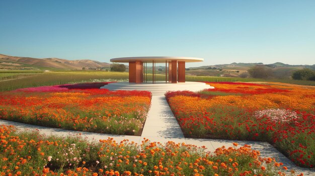 een huis met een tuin met bloemen erin