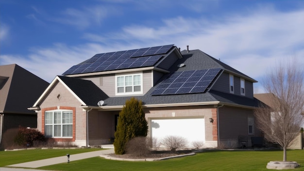 Een huis met zonnepanelen op het dak