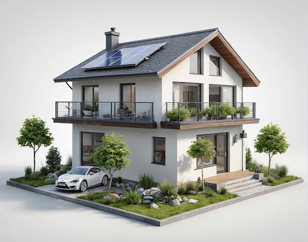 een huis met zonnepanelen op het dak