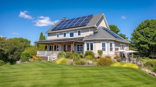 Een huis met zonnepanelen op het dak