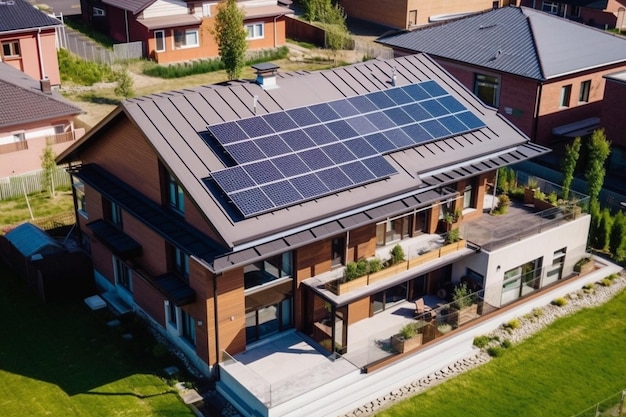 Een huis met zonnepanelen op het dak