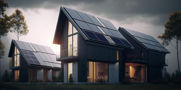 Een huis met zonnepanelen op het dak