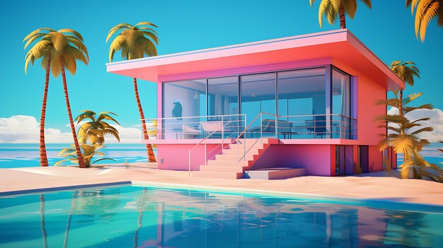een huis met zwembad generatieve ai