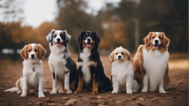 Een hyperrealistische groep schattige honden