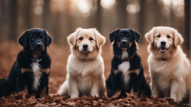 Foto een hyperrealistische groep schattige honden