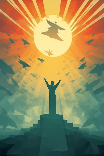Foto een iconische surrealistische poster van een symbolische peace-illustratie