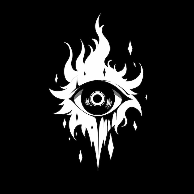Foto een icoon van een brandend oog zwarte en witte iconen