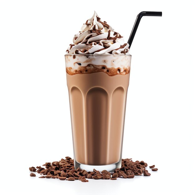 een ijs chocolade milkshake studio licht geïsoleerd op een witte achtergrond