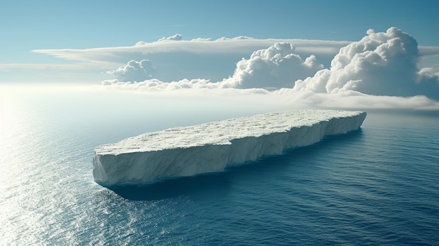 Een ijsberg die in de oceaan drijft.