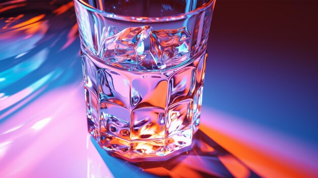 een ijskoud glas water met wat ijs en wijn
