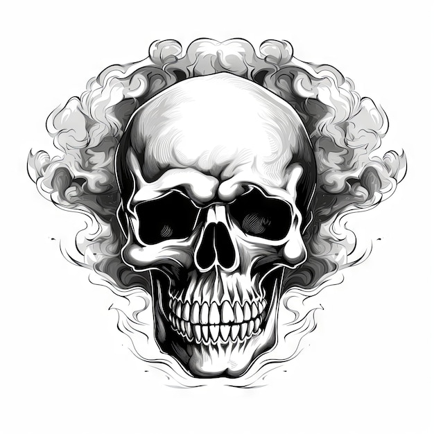Foto een illustratie schedel tattoo ontwerp