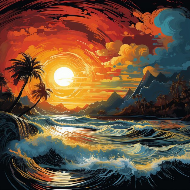 Een illustratie schilderij van Sunshine en Hurricane