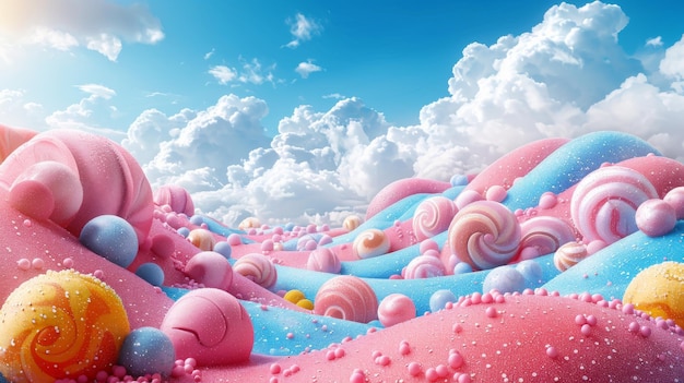 Foto een illustratie van candy land met witte achtergrond grote stijl