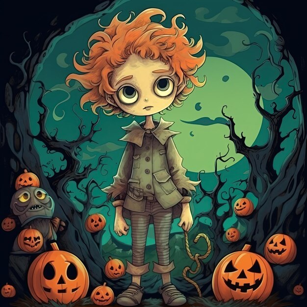 Een illustratie van Children's Halloween AI gegenereerd