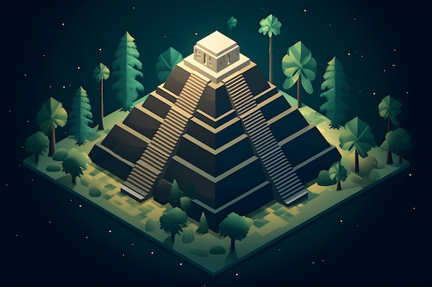 Een illustratie van de piramide in teotihuacan.