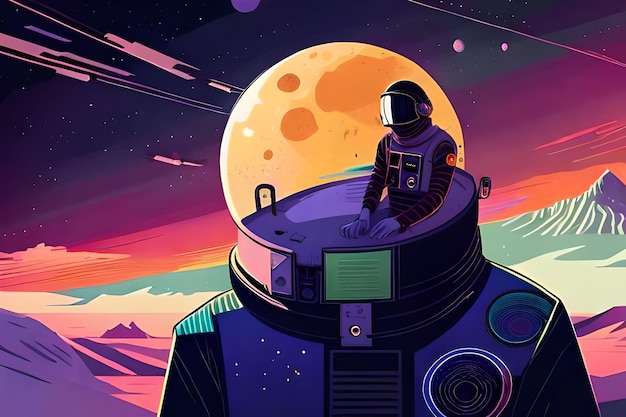 Foto een illustratie van een astronaut in een ruimtepak